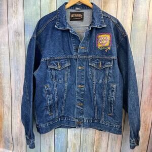 Brighton Vintage Denim Jean Jacket Size Large Worlds Best Mom Embroidery